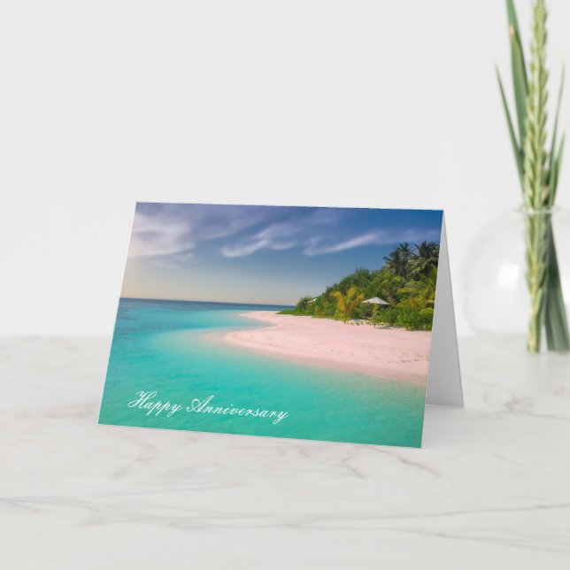 Carte Anniversaire Eau Turquoise sur Sandy Beach (Devant)