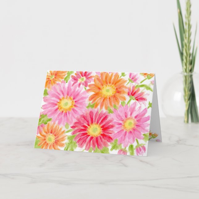 Carte Anniversaire Éclatant Gerbera Daisies Voeux de joi (Devant)