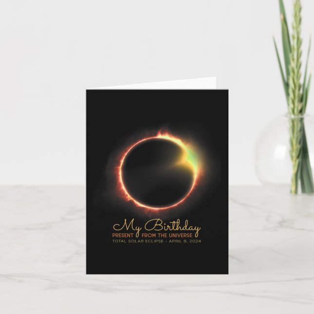 Carte Anniversaire Éclipse solaire 2024 Avril 8 Total Éc (Devant)