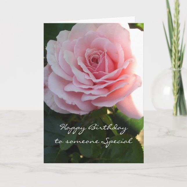 Carte Anniversaire élégant de rose rose (Devant)