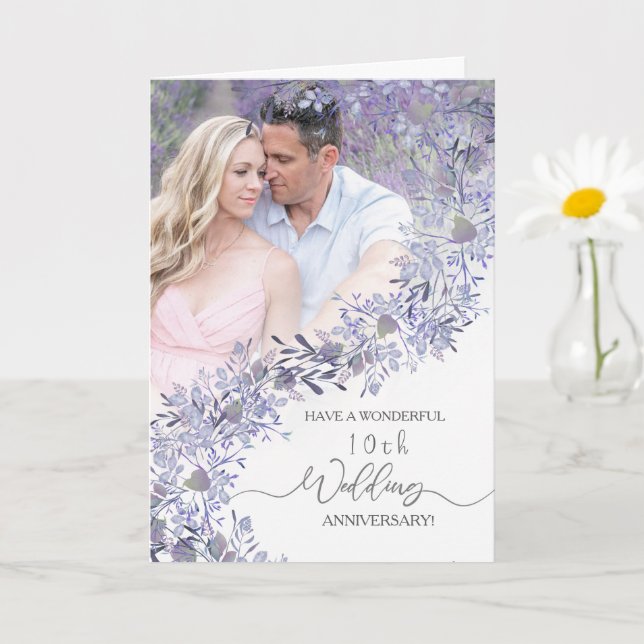 Carte Anniversaire élégant du Mariage floral de lavande (Petite plante)