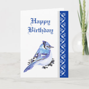 Carte Anniversaire élégant, geai bleu, faune de nature