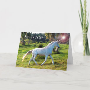 Carte Anniversaire en français (canadien), licorne magiq