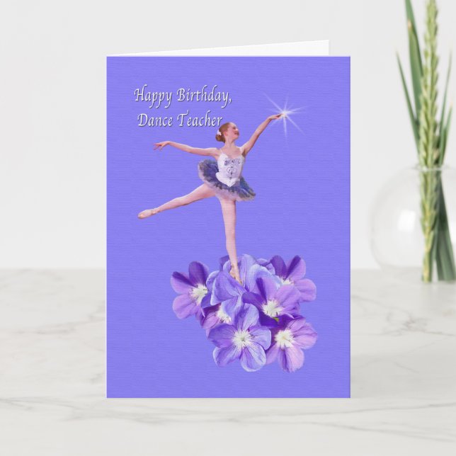 Carte Anniversaire, Enseignants de danse, Ballerina et V (Devant)