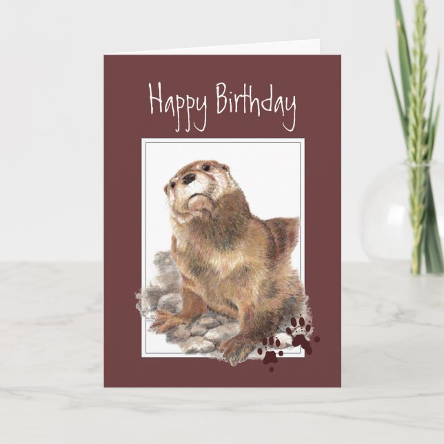 Carte Anniversaire, Épouse De Loutres Importante Animale (Devant)