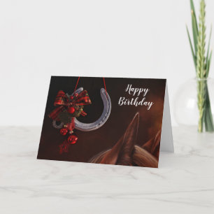 Carte Anniversaire équestre Hanging Horseshoe Photo
