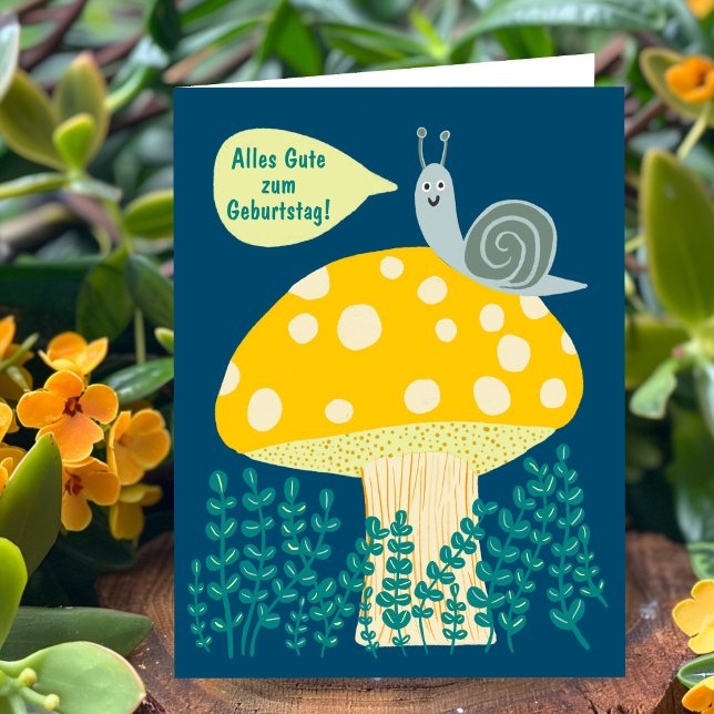 Carte Anniversaire Escargot sur champignon magique Migno (Geburtstag Schnecke auf Magischen Pilz Niedlich Karte Alles Gute zum Geburtstag
)