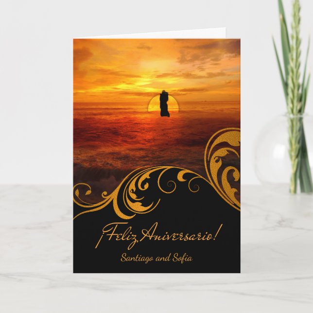 Carte Anniversaire espagnol de l'Mariage Aniversario fel (Devant)