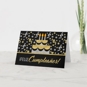 Carte Anniversaire ESPAGNOL en Parties scintillant Gold