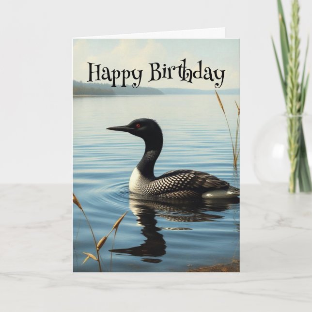 Carte Anniversaire Faune Commune Loon Bird Nature (Devant)