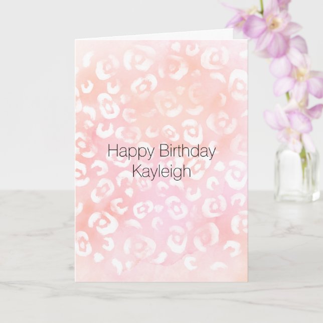 Carte Anniversaire Féminin Rose Pêche Léopard Animal (Orchidée)
