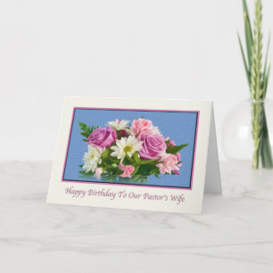 Carte Anniversaire, Femme du pasteur, Fleurs, Oiseaux