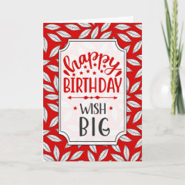 Carte Anniversaire Feuilles botaniques rouges et blancs
