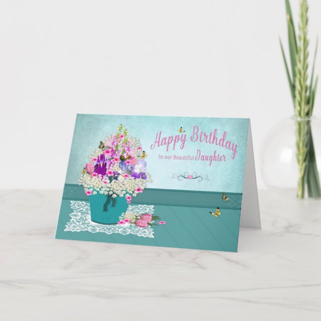 Carte Anniversaire - Fille - Bouquet de fleurs du jardin (Devant)
