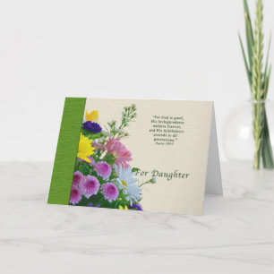 Carte Anniversaire, Fille, Bouquet Floral, Religieux