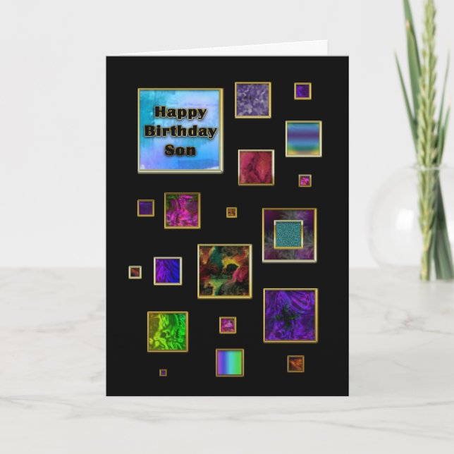 CARTE ANNIVERSAIRE - FILS - ABSTRAIT (Devant)