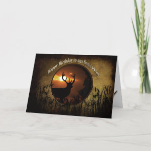 CARTE ANNIVERSAIRE - FILS EN DROIT - CHASSE DE CERFS