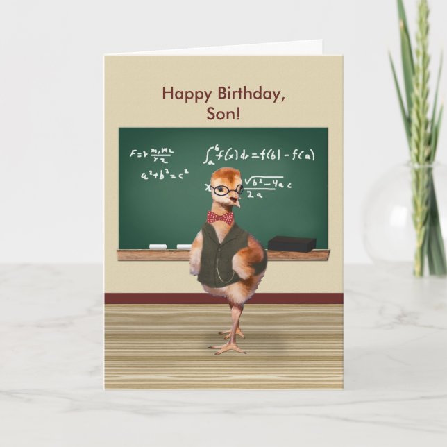 Carte Anniversaire, fils, oiseau de bébé drôle, (Devant)