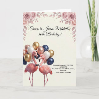 Carte Anniversaire Flamant Luxe