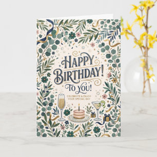 Carte Anniversaire Fleur Sauvage Verte