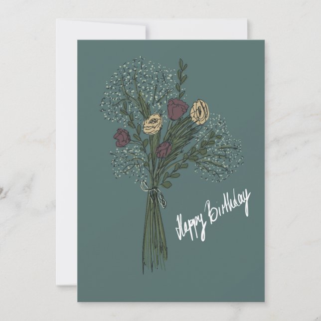 Carte Anniversaire "Fleurs" (Devant)