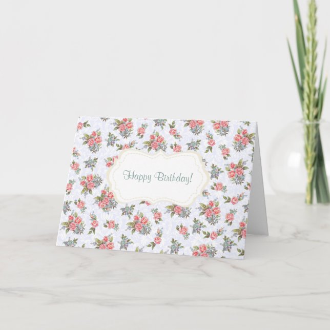 Carte Anniversaire floral de motif de rose de roses de (Devant)