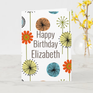 Carte Anniversaire Floral Moderne Du Milieu Du Siècle