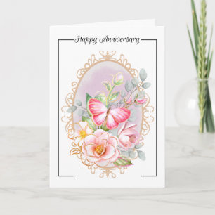 Carte Anniversaire Floral & Papillon