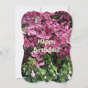 CARTE ANNIVERSAIRE FLORALE ROSE ET VERT/HEUREUX (CARTE P