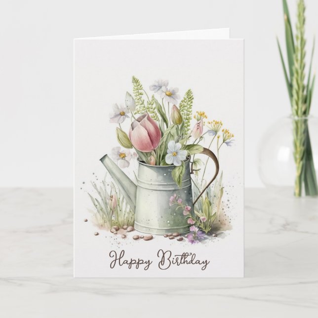 Carte Anniversaire Flower Water Can (Devant)