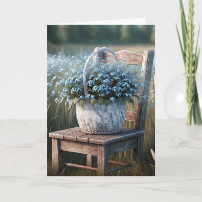 Carte Anniversaire Forget-Me Pas Panier Fleur (Devant)