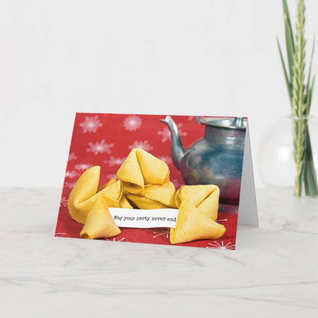 Carte Anniversaire Fortune Cookie avec théière (Devant)