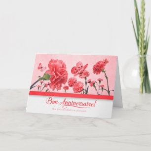 Carte Anniversaire français Bon Anniversaire oeillets ro