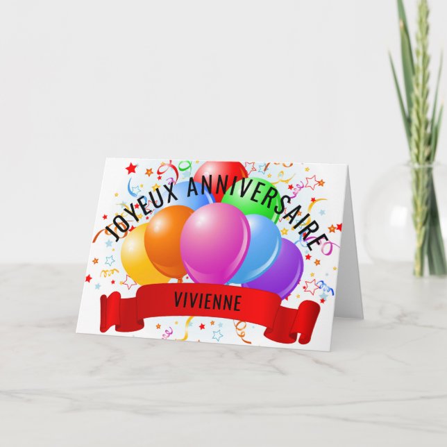 Carte Anniversaire français Joyeux personnalisé (Devant)