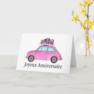 Carte Anniversaire français Retro Fiat 500