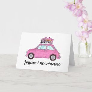 Carte Anniversaire français Retro Fiat 500