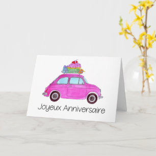Carte Anniversaire français Retro Fiat 500