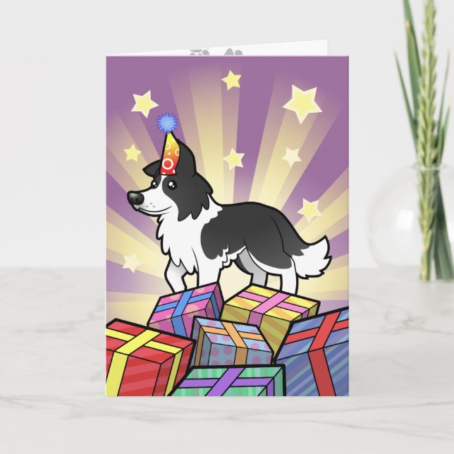 Carte Anniversaire Frontière Collie (Devant)