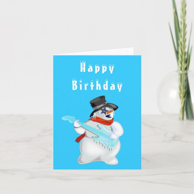 Carte Anniversaire Funny Musical Snowman avec Guit (Devant)