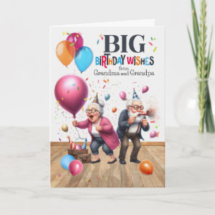 Carte Anniversaire Funny Vieux Grand-mère et grand-père