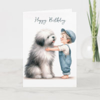 Anniversaire Garçon Accrochage Chien Aquarelle