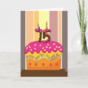 Carte anniversaire - gâteau avec bougies 75 - 75e annive