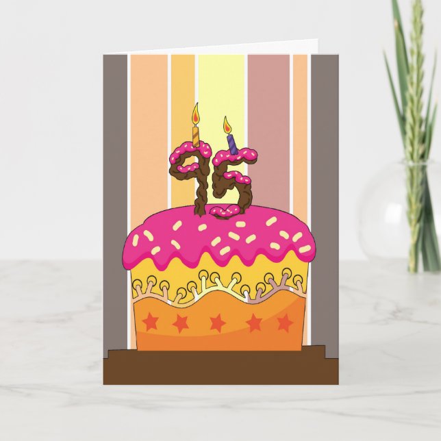 Carte anniversaire - gâteau avec les bougies 95 - (Devant)