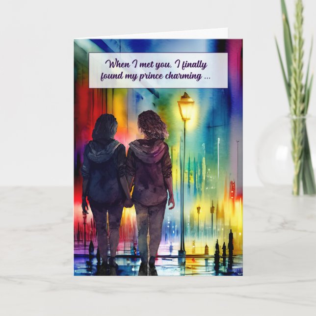 Carte Anniversaire gay du conjoint lesbien Arc-en-ciel (Devant)
