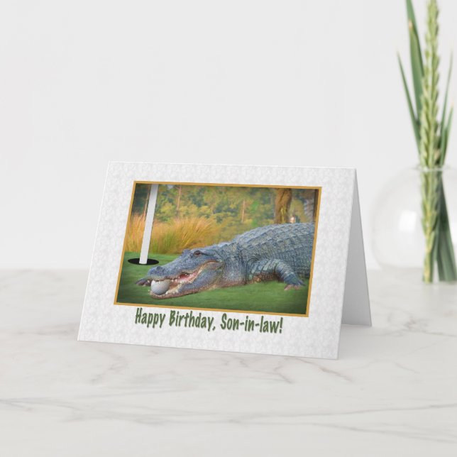 Carte Anniversaire, gendre, Golf, Alligator (Devant)