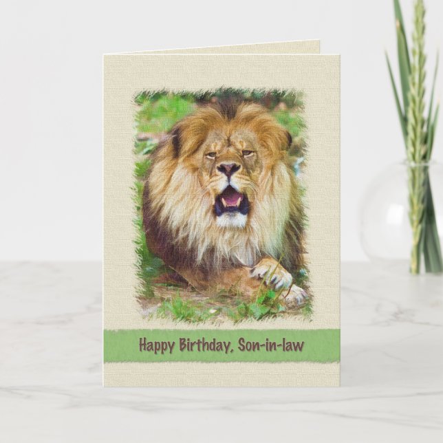 Carte Anniversaire, gendre, Lion (Devant)