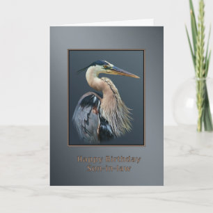 Carte Anniversaire, gendre, Oiseau de grand héron bleu, 