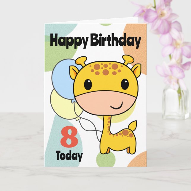 Carte Anniversaire Giraffe âge modifiable (Orchidée)