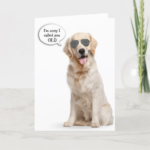 Carte Anniversaire Golden Retriever avec lunettes de sol