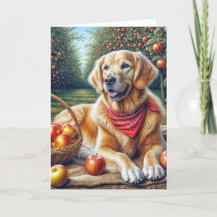 Carte Anniversaire Golden Retriever dans Apple Orchard
